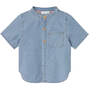 Name It Light Blue Denim White Stripe Denim Shirt